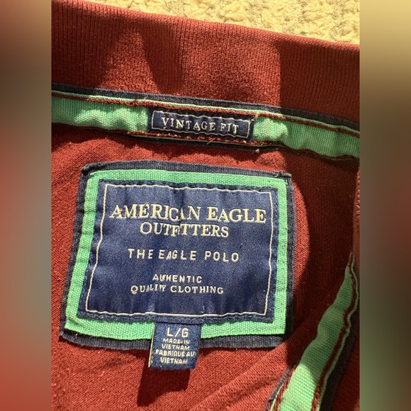 American Eagle outfitters vintage Y2K maroon short sleeve polo shirt size L - Picture 4 of 5